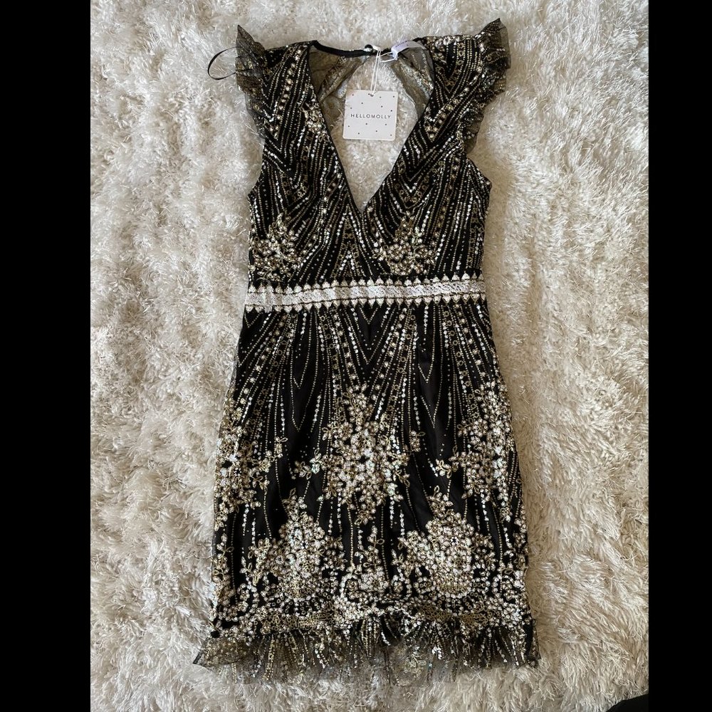 Black sequin/glitter mini dress